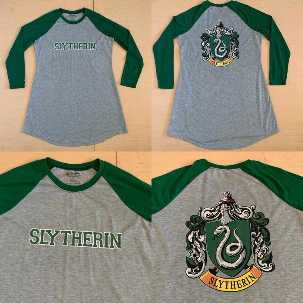 Pjammy Slytherin Harry Potter Women's Size L Raglan Night Gown Sleep Shirt